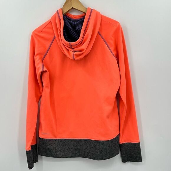 Nike Therma-Fit Orange Purple Hoodie Sweatshirt Womens Size Medium Thumbholes - Picture 2 of 9